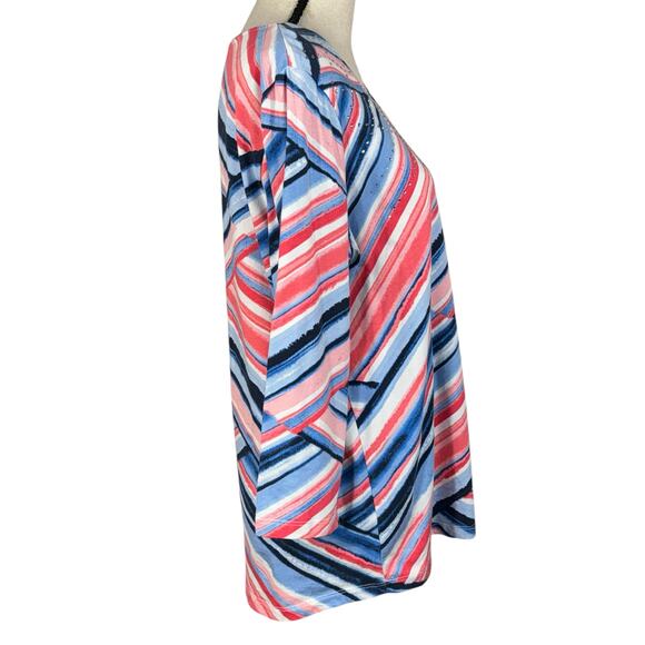 Allison Daley Large Top Geometric Rhinestones Stretch 3/4 Sleeve Round Neck - Picture 3 of 8